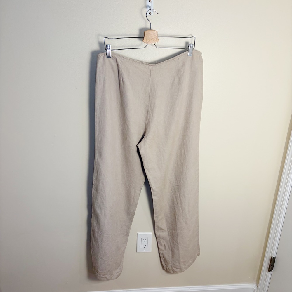 Eileen Fisher Pants Womens M Beige 100% Linen Wide Leg Side Zip Casual Trousers - Picture 3 of 8